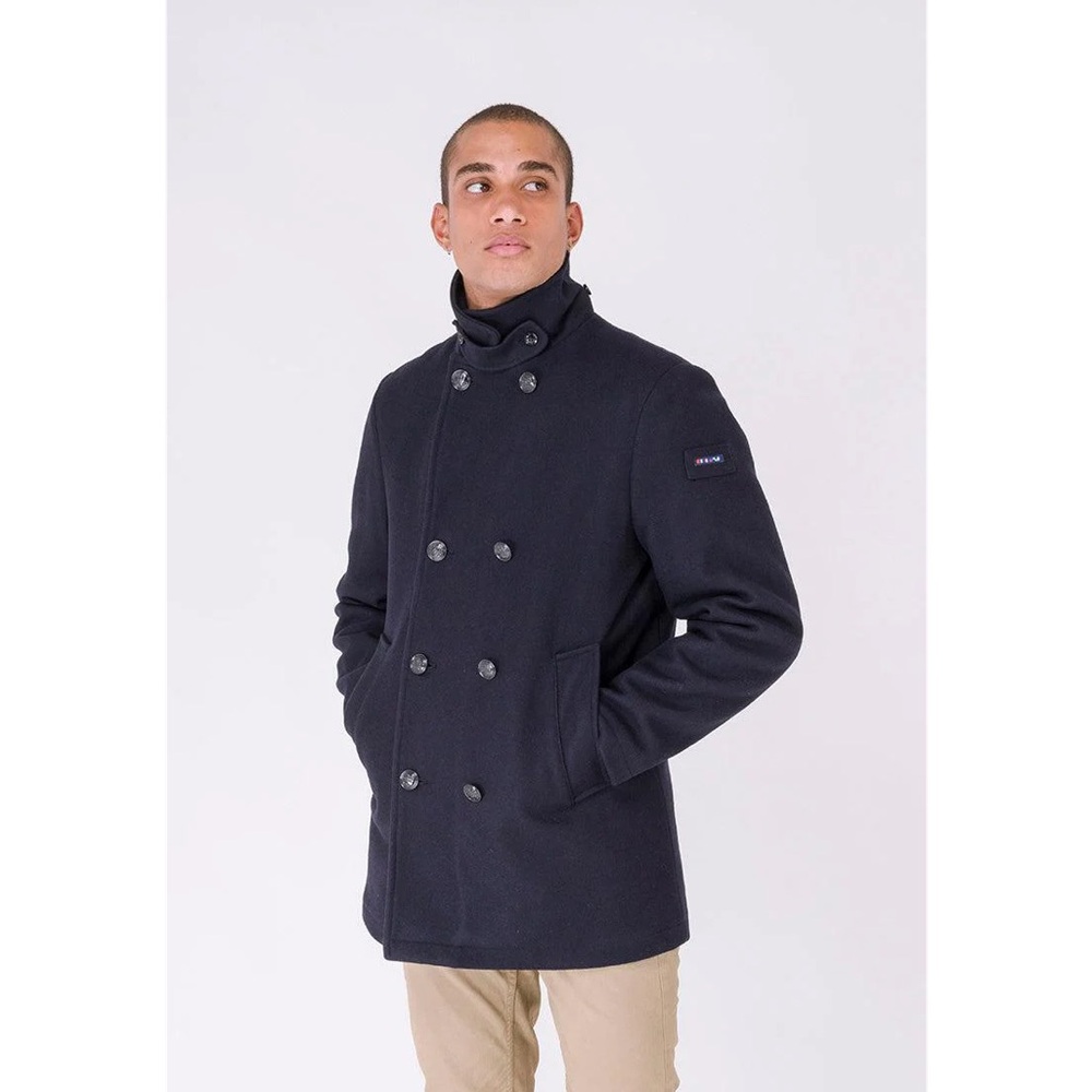 (P2) Calvin Klein Men's Wool Blend Double-Breasted Coat, Winter Jacket XS, Gray